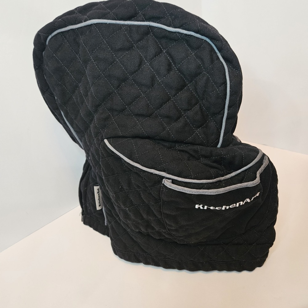 KitchenAid Fitted Tilt Head Mixer Cover Black 15x14x10 Quilted Fits 3-5 Qt Bowl